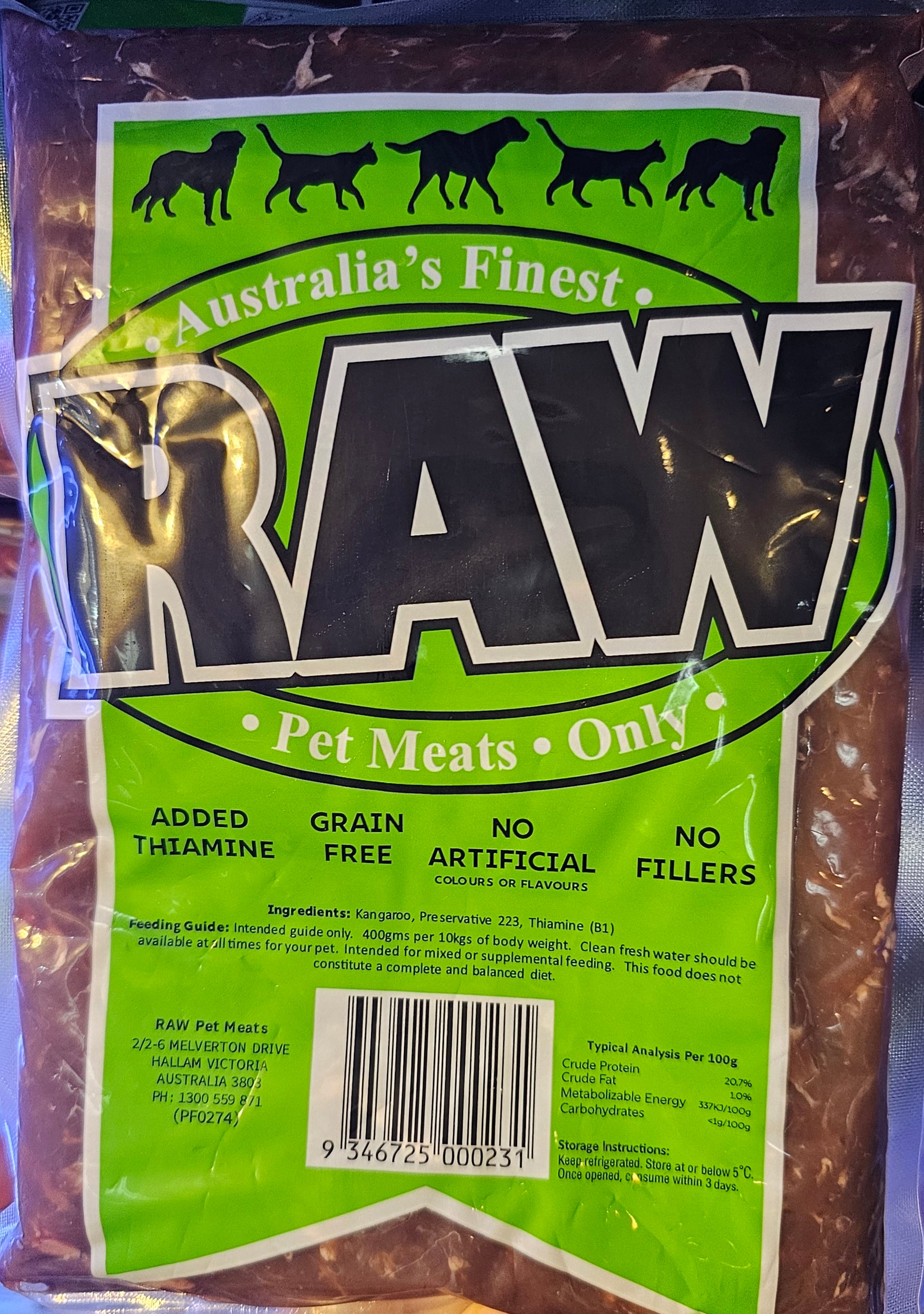 Raw Pet Meats - Roo Mince 800g