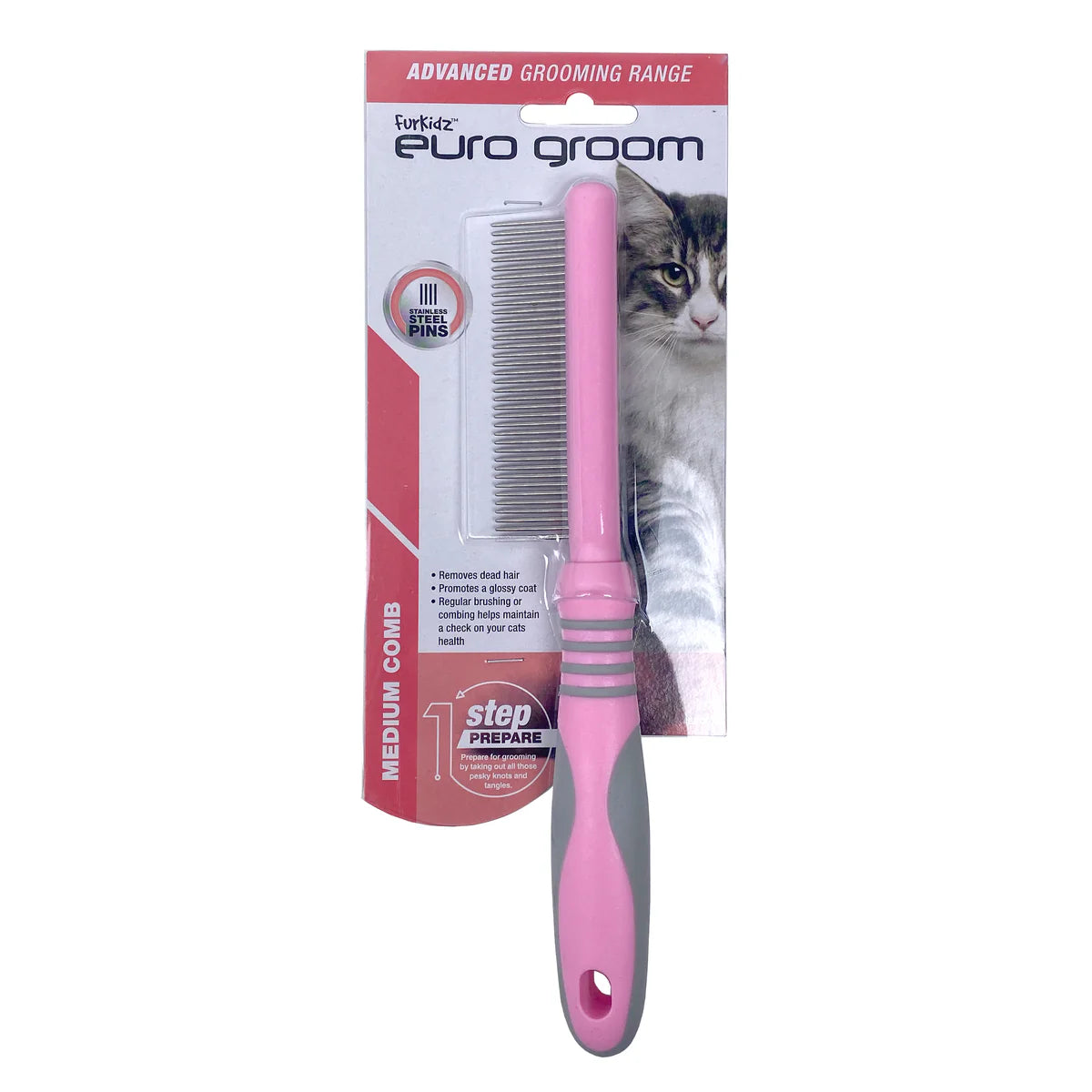 FurKidz Euro Groom Cat Comb Medium - 37 Teeth