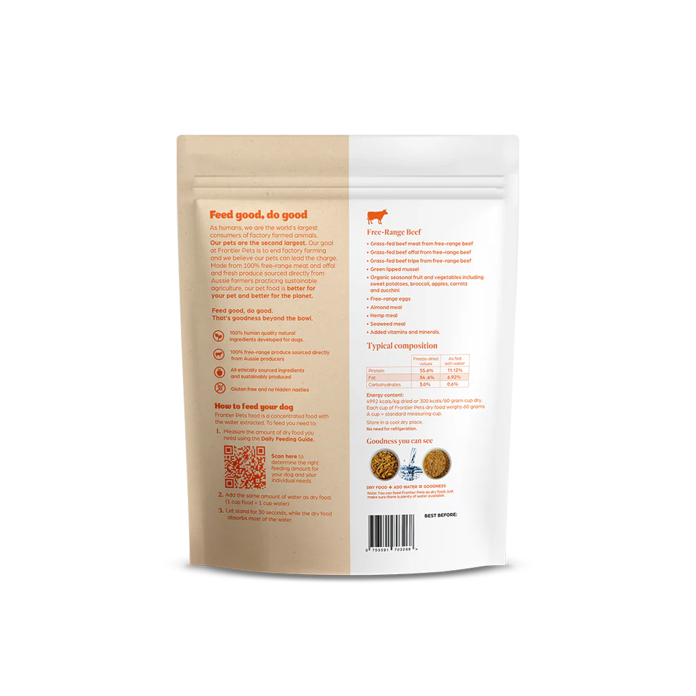 Frontier Pets Free-Range Beef | Raw Freeze-Dried Puppy Food