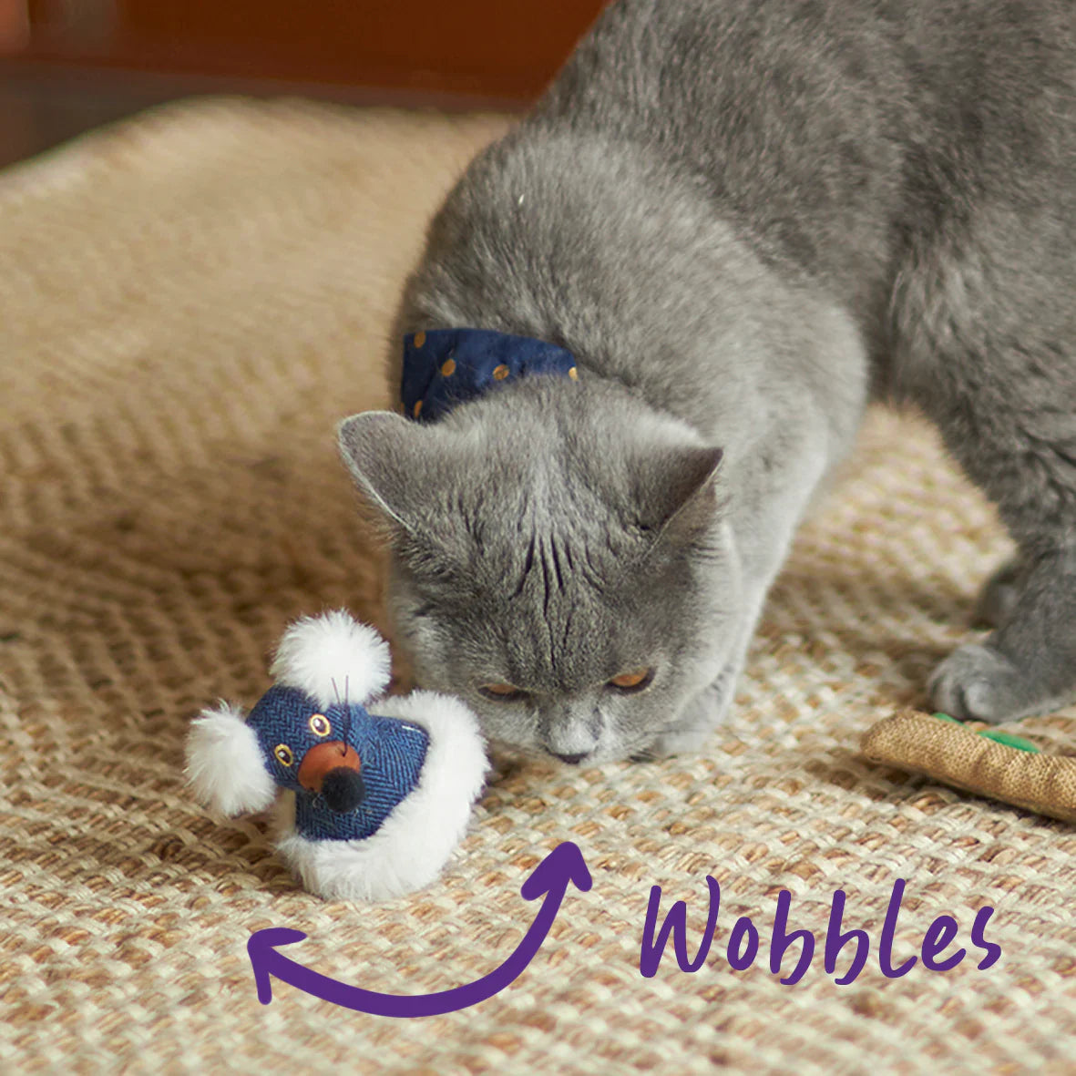 Kazoo Wobble Mouse Cat Toy with Catnip
