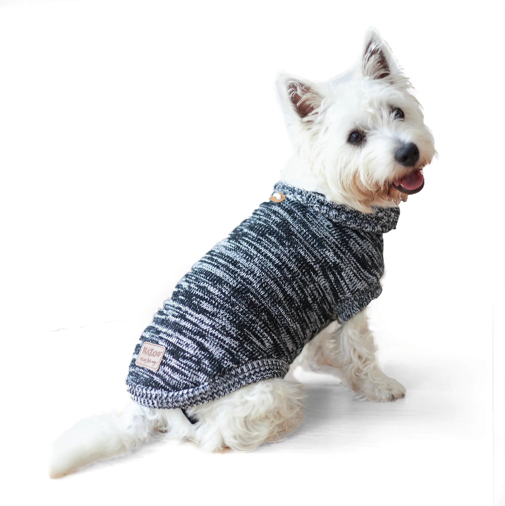 Kazoo Knitted Stormy Skies Roll Neck dog Coat Small 40cm