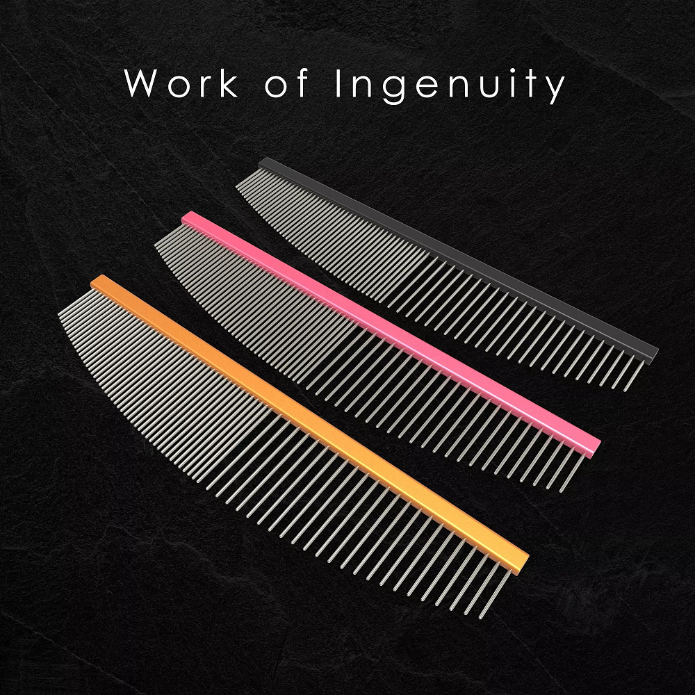 TCS Half Moon Pet Grooming Comb Black
