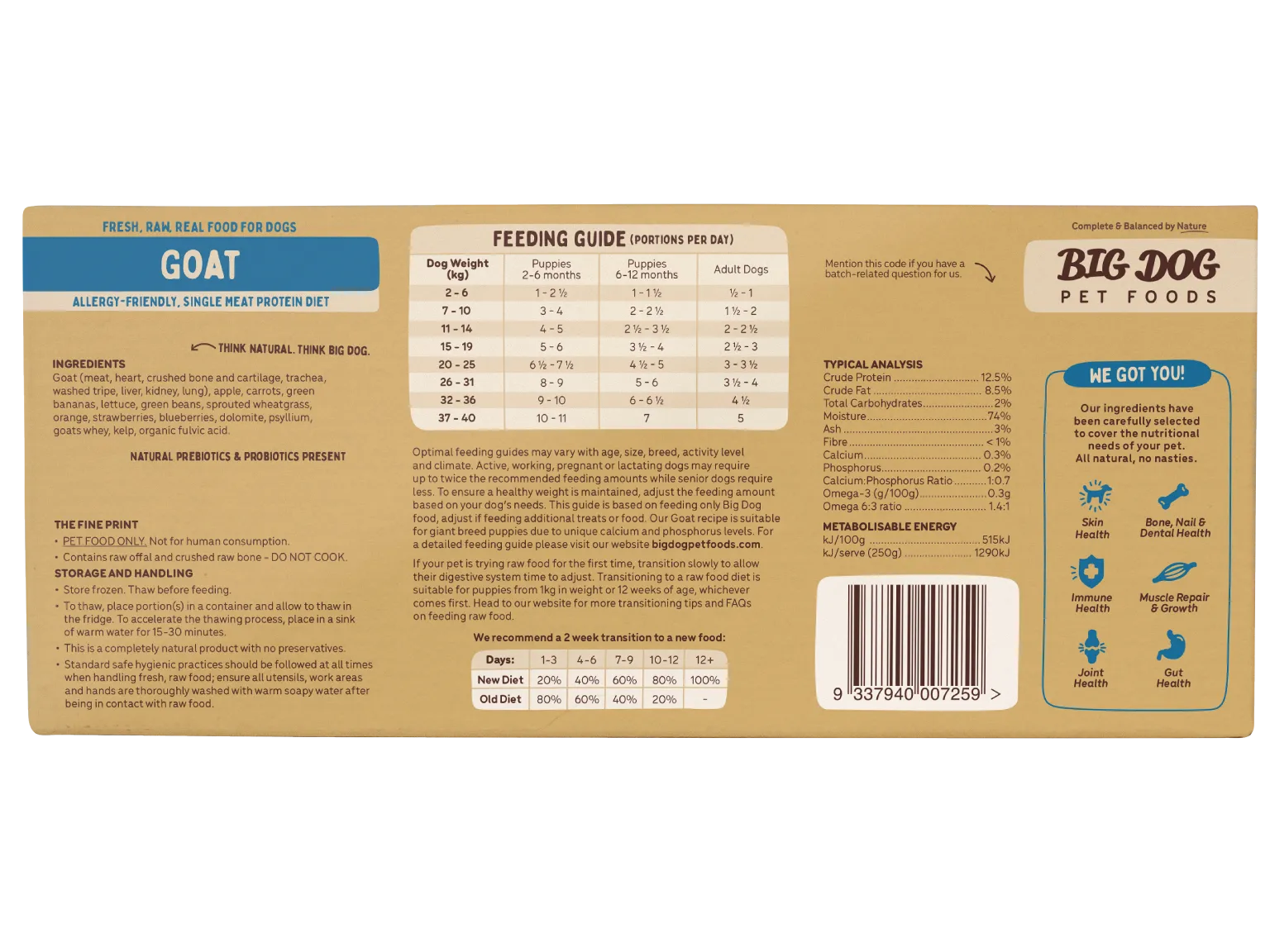 Big Dog Raw Dog Food - Goat