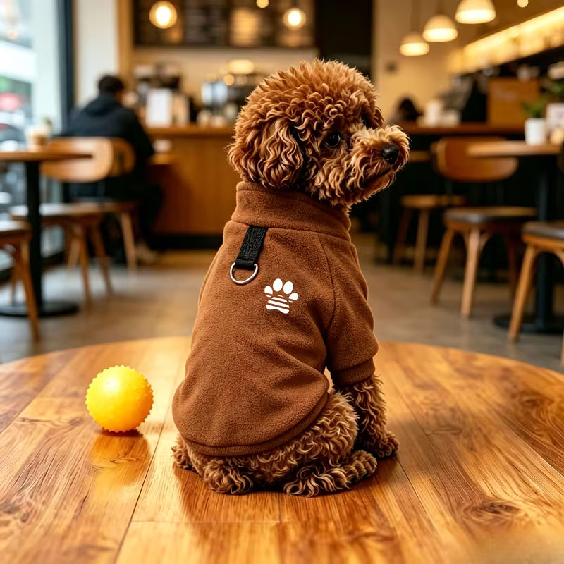 Dog Coat Brown Paw Print XS 20cm