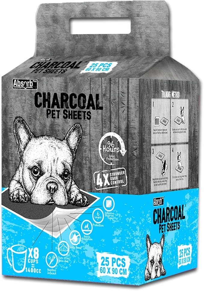 Absorb Plus Charcoal Pet Sheets 90 x 60cm 25 sheets