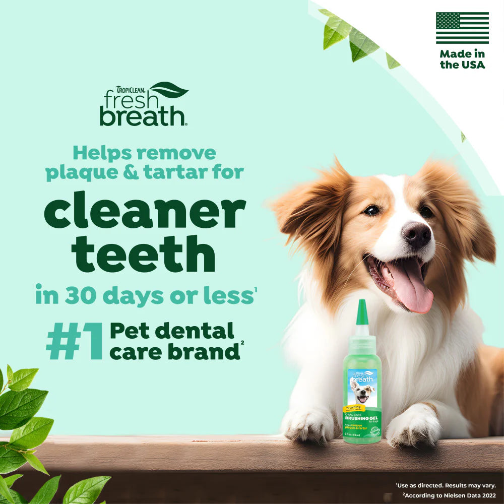 TropiClean Fresh Breath Dental & Oral Care Brushing Gel for Pets
