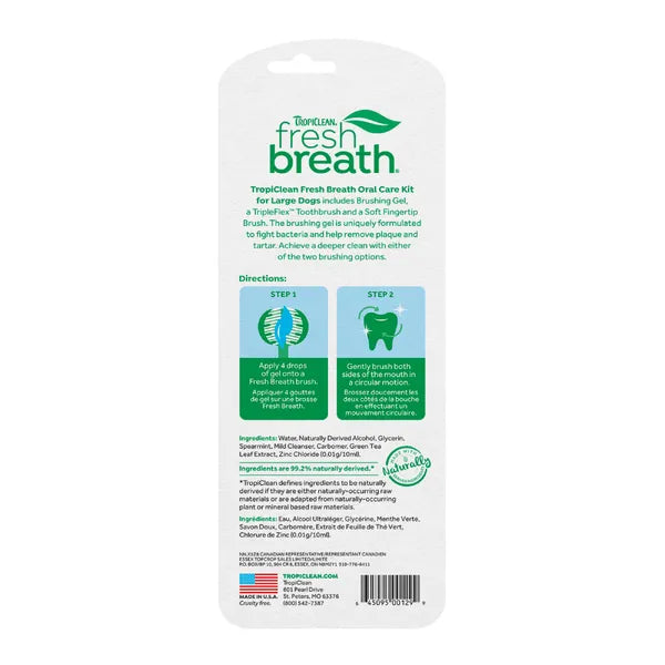 Tropiclean Plaque & Tartar Control Toothbrush Pack Large Dog