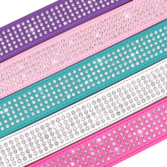 Dog Collar PU Leather Rhinestones Large