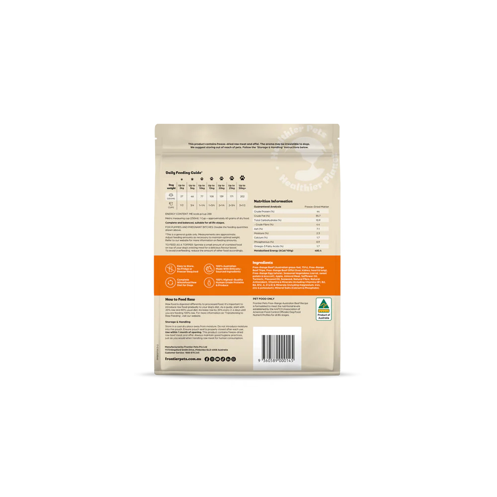 Frontier Pets Free-Range Beef | Raw Freeze-Dried Dog Food