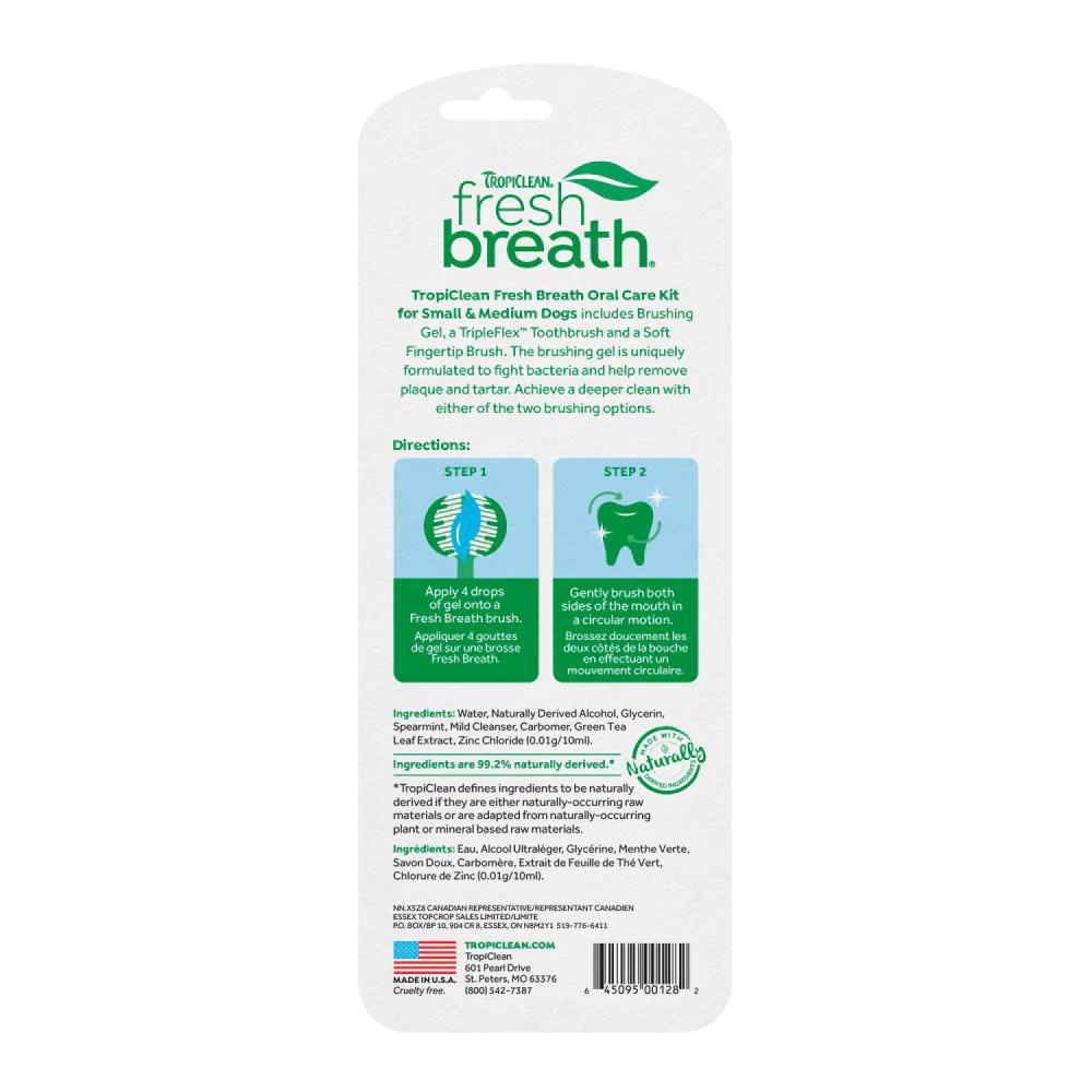 TropiClean Fresh Breath Plaque & Tartar Control Kit for Small & Medium Dogs