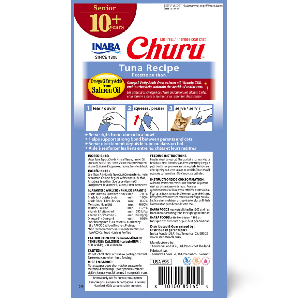 Churu For Senior Cat 10 Plus Tuna Recipe Cat Treats