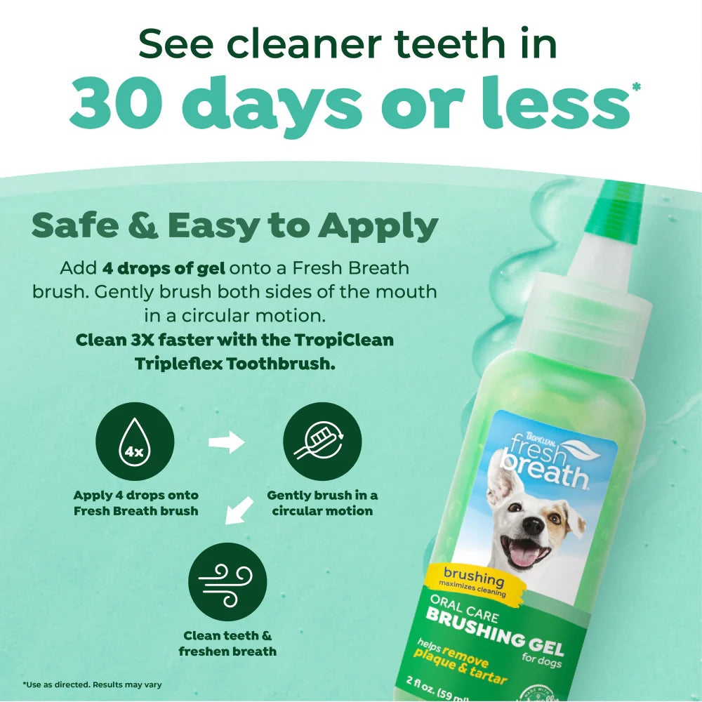 TropiClean Fresh Breath Dental & Oral Care Brushing Gel for Pets
