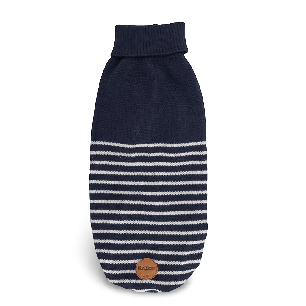 Kazoo Knitted Navy Stripe Jumper for Dogs XXS 27cm