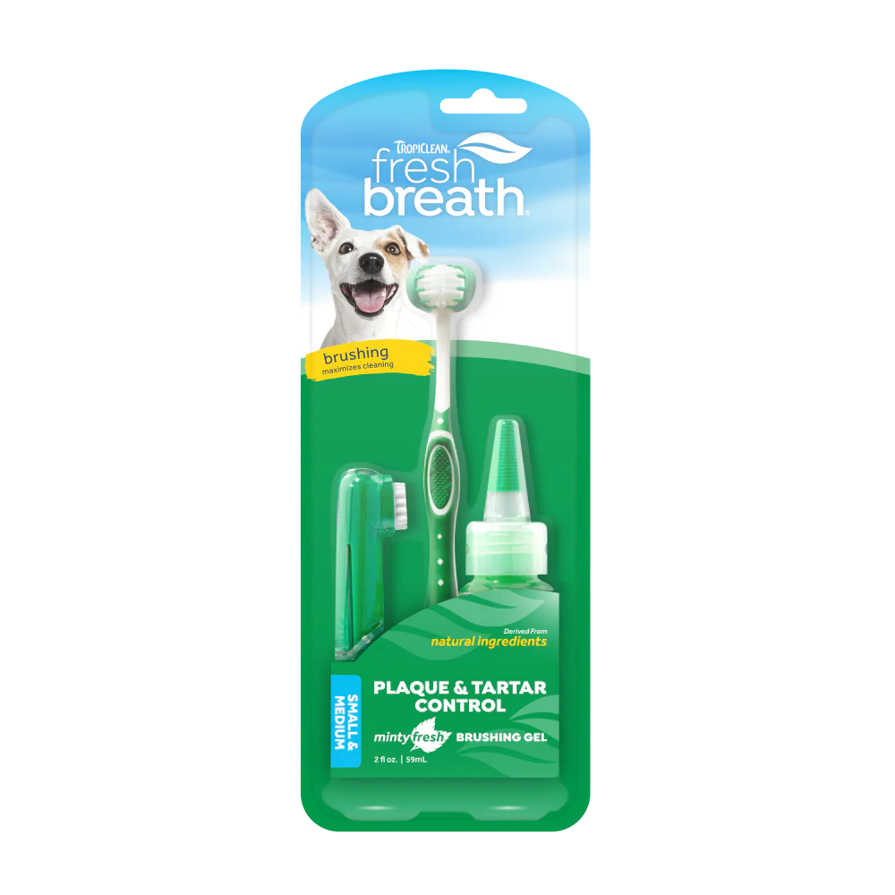 TropiClean Fresh Breath Plaque & Tartar Control Kit for Small & Medium Dogs