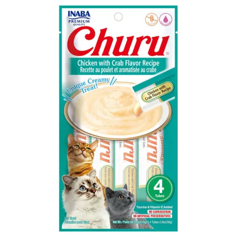 Churu Creamy Puree Chicken With Crab Recipe Cat Treat Tubes 4 Pack 56gm