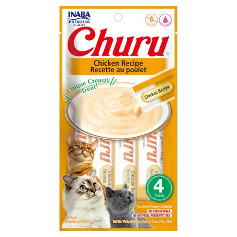 Churu Creamy Puree Chicken Recipe Cat Treat Tubes 4 Pack