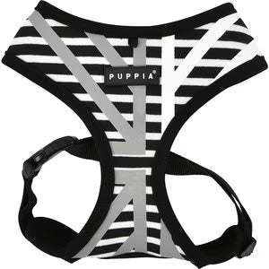 Puppia Soft Mesh Harness Black white Stripes
