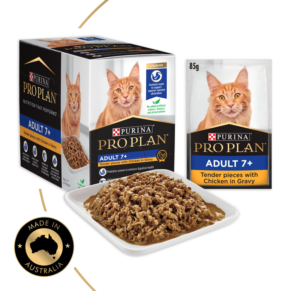 PRO PLAN Purina Adult 7+ Chicken in Gravy Pouch Cat Food