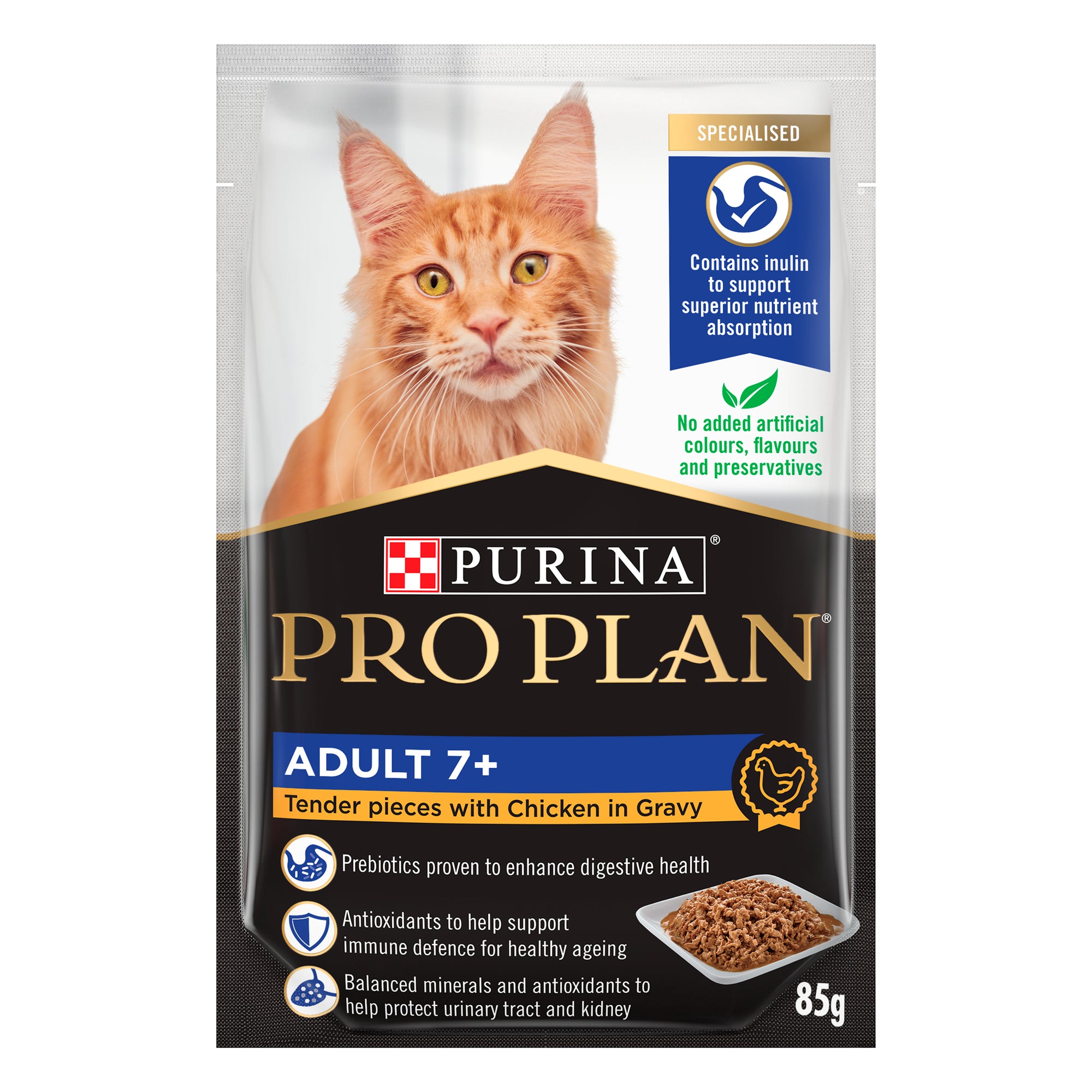 PRO PLAN Purina Adult 7+ Chicken in Gravy Pouch Cat Food