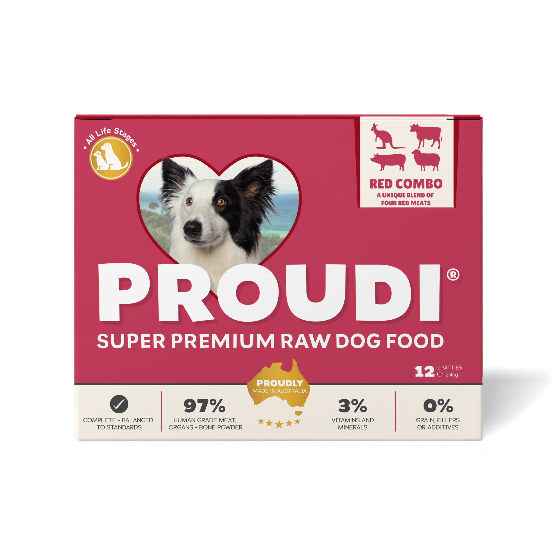 Proudi Red Combo Raw patties for dogs 2.4kg