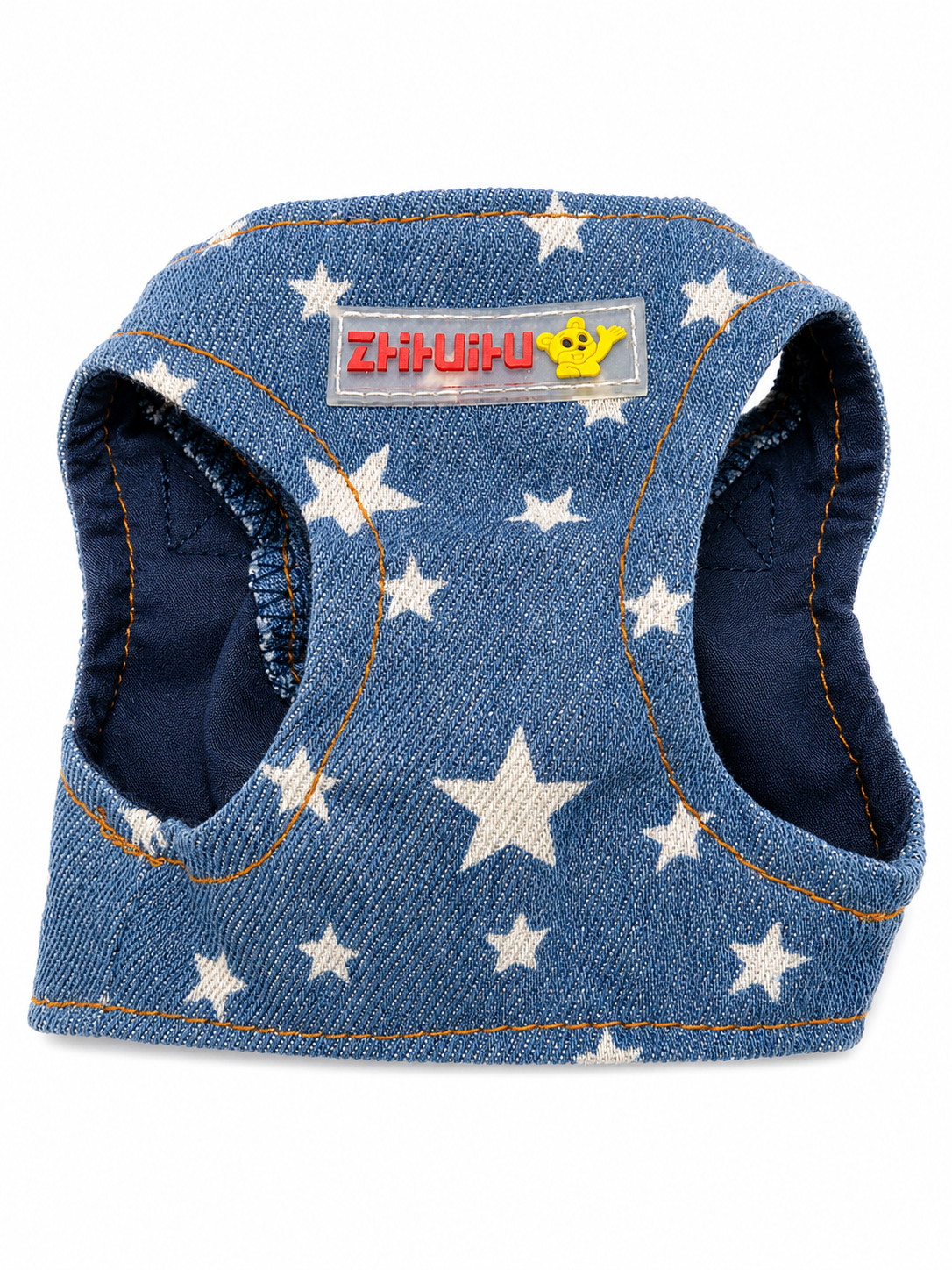 Denim Pattern with stars. Dog Harness and Lead Set Small