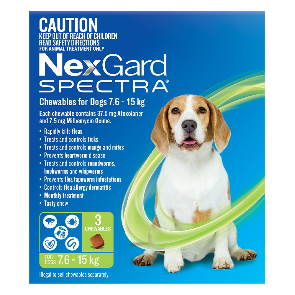 NexGard Spectra 7.6-15kg Dog 3 Pack