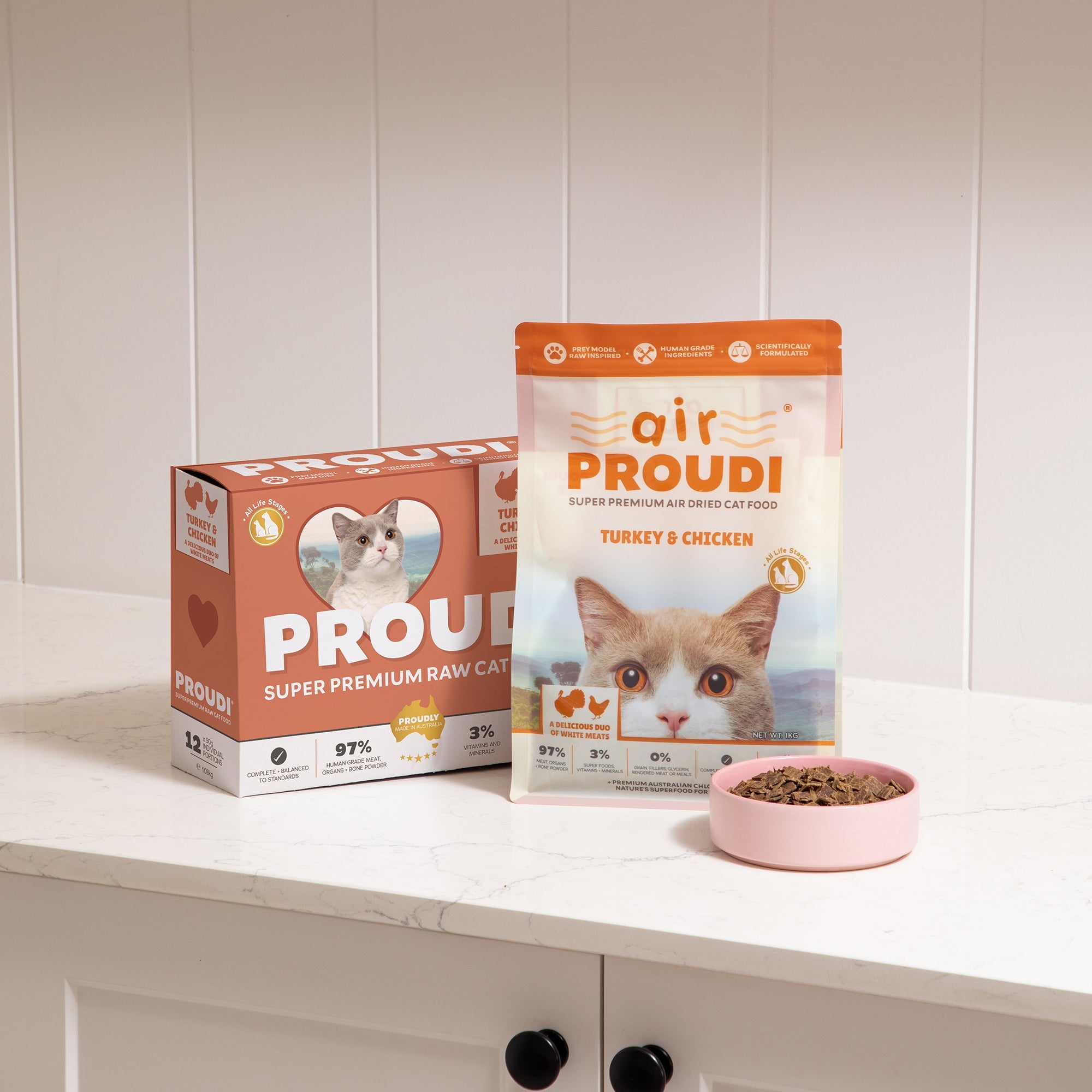 Proudi Turkey and Chicken Raw Patties for cats 1.08kg