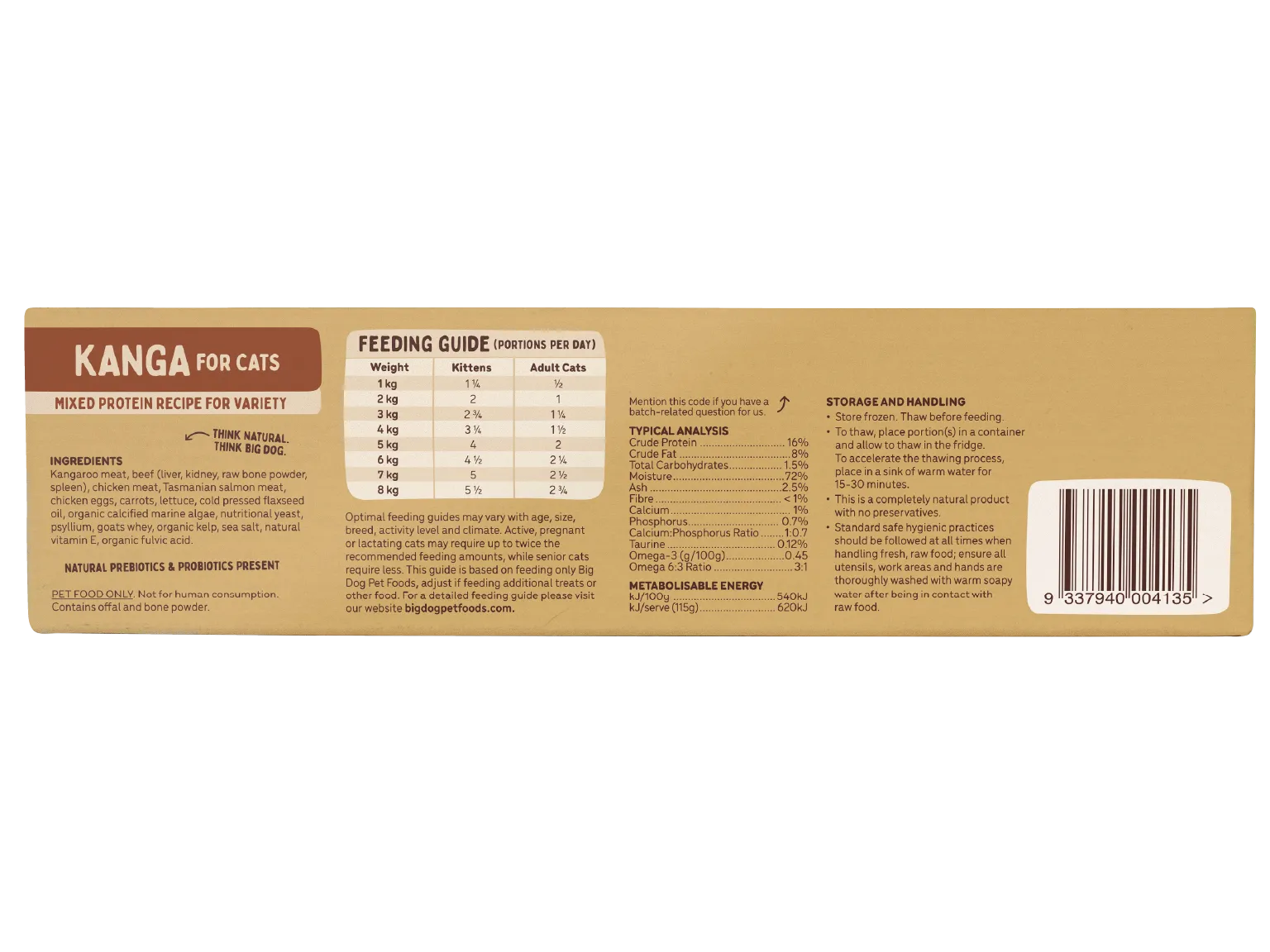 Big Dog Kangaroo Raw patties for Cats 1.5kg