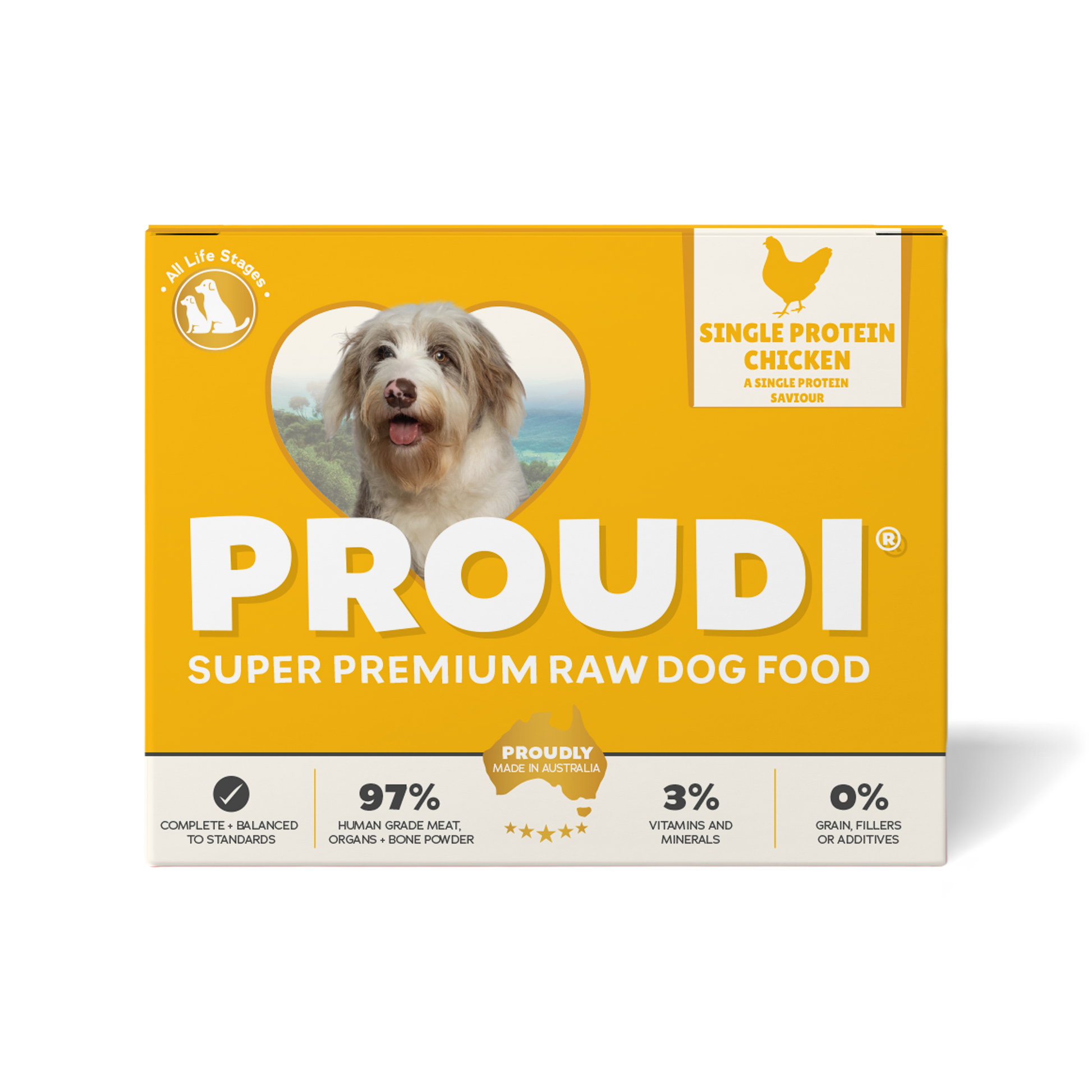 Proudi single protein chicken patties for dogs 2.4kg