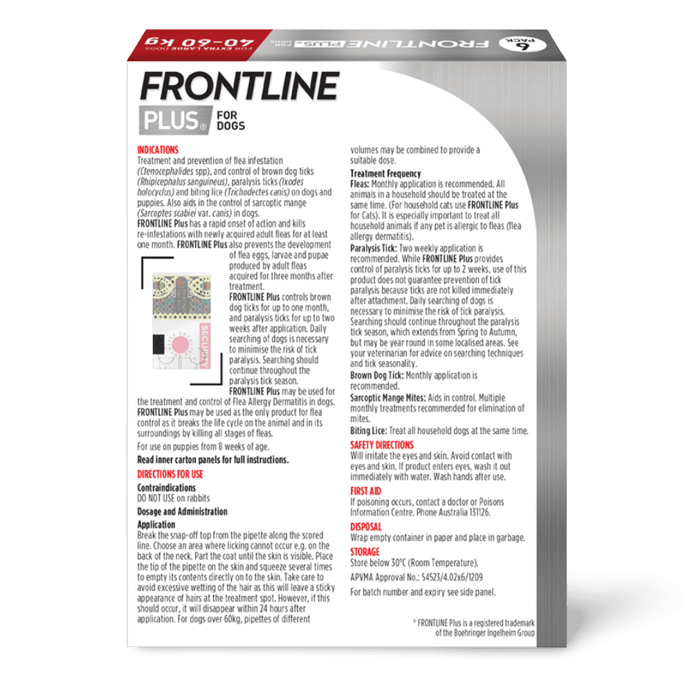 Frontline PLUS for Dogs 40-60kg 3 Pack