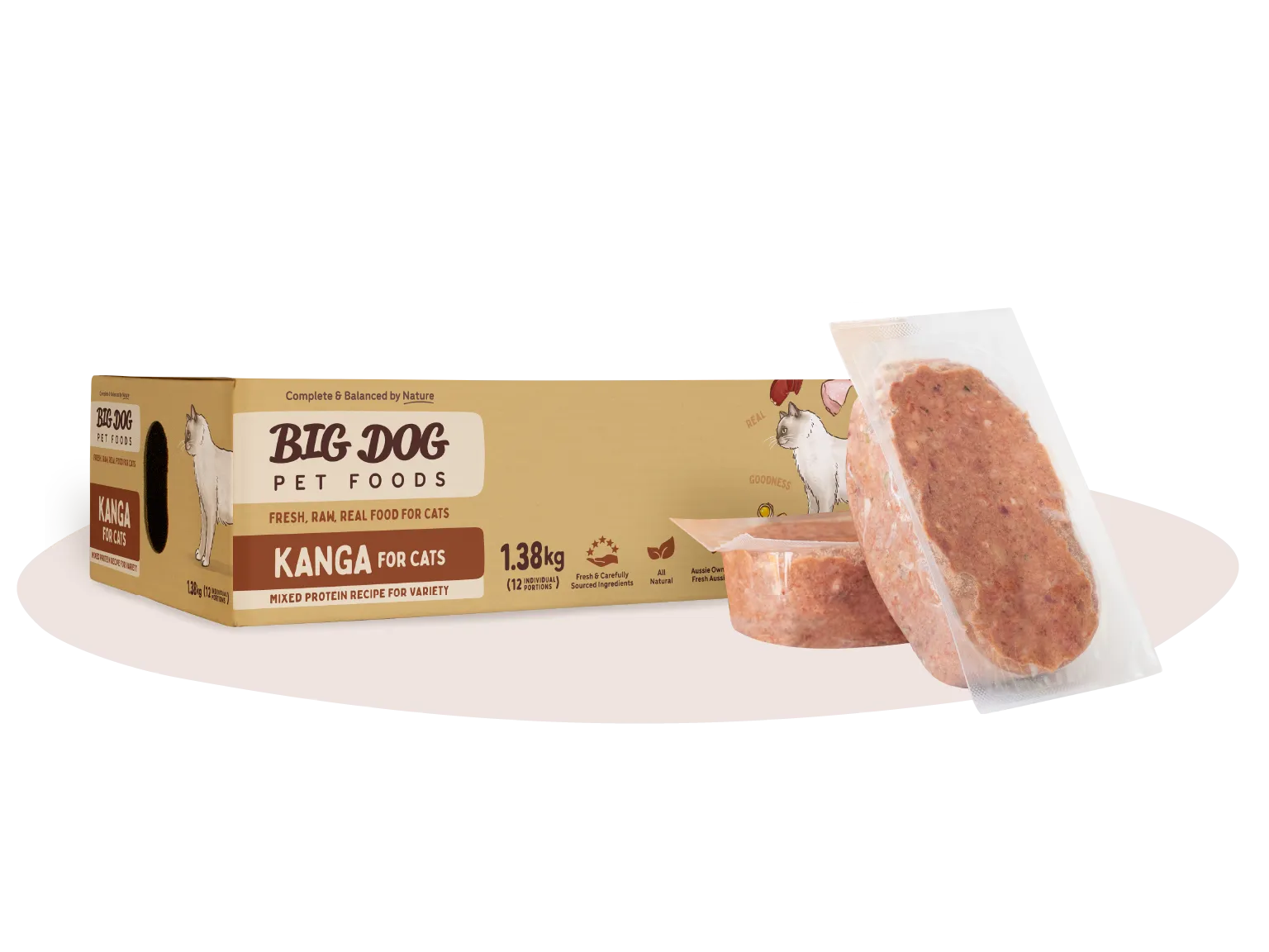Big Dog Kangaroo Raw patties for Cats 1.5kg