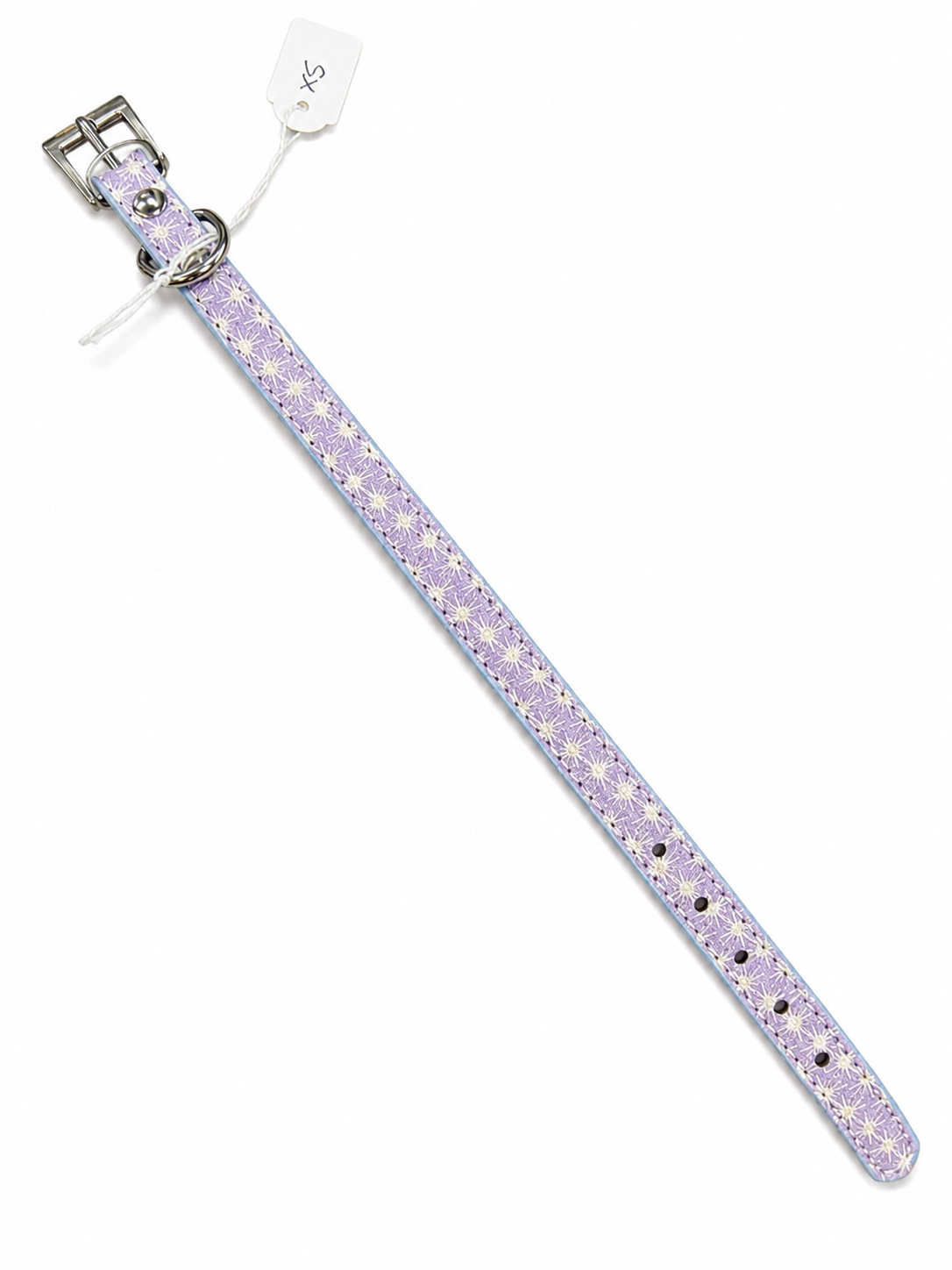 Leather Dog Collar Purple with Stars 30cm