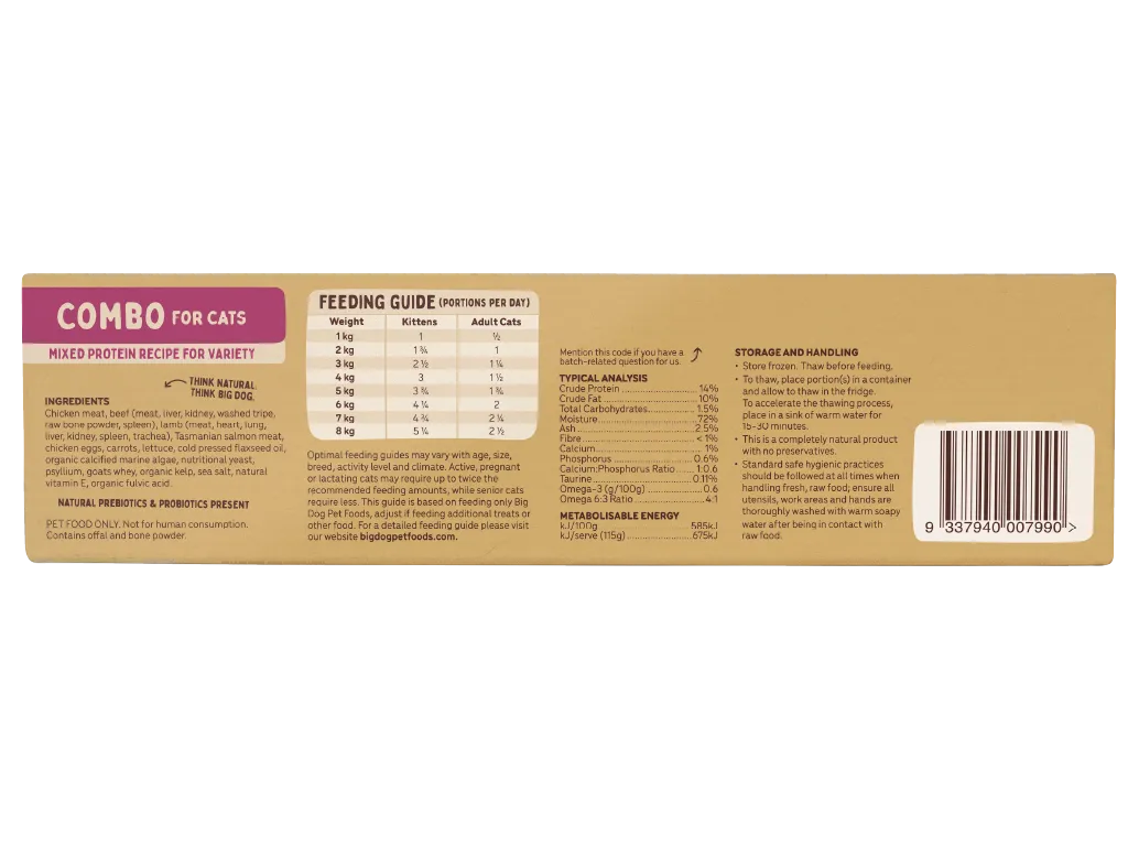 Big Dog Combo Raw Cat food patties 1.5kg