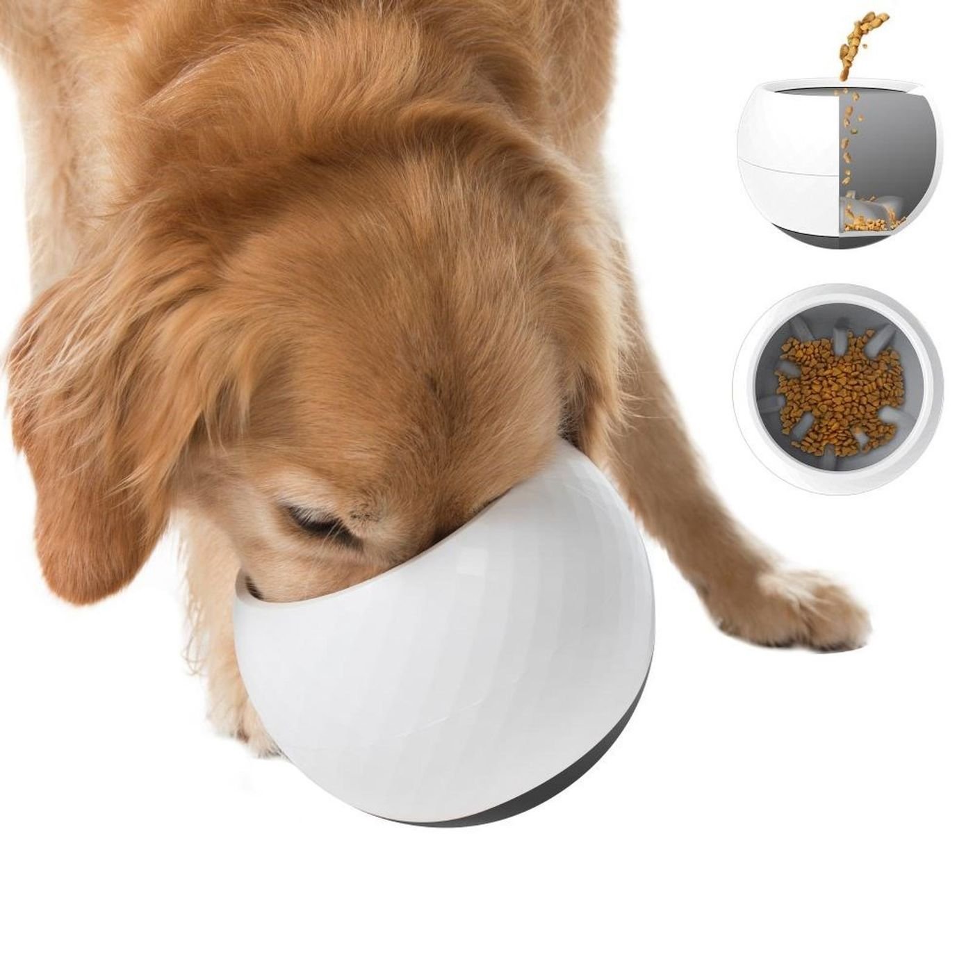All Fur You Wobbler Slow Feeder Bowl Grey
