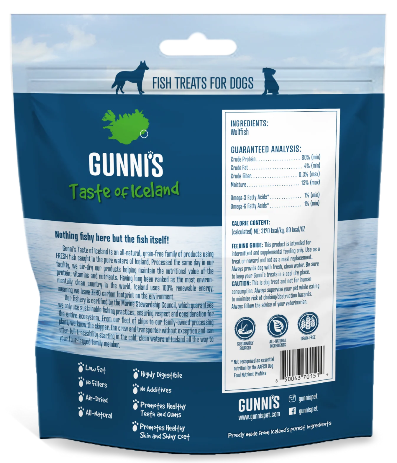 Gunni's Wolffish Wafers 141g
