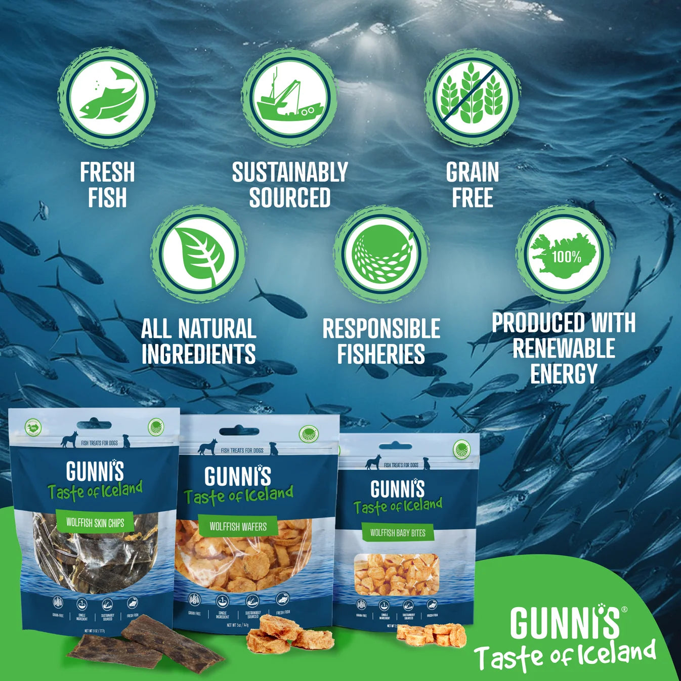 Gunni's Wolffish Wafers 141g