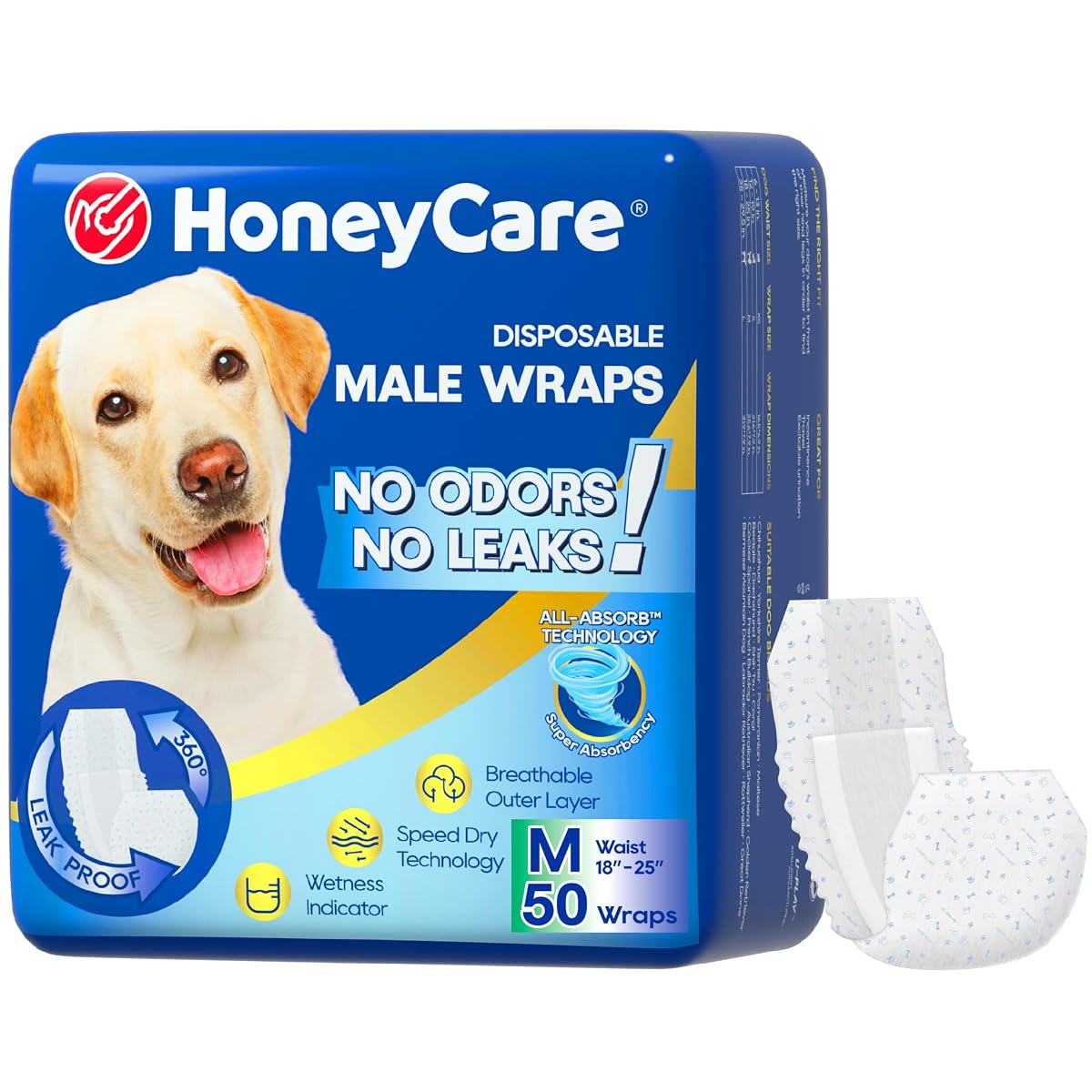 HoneyCare Disposable Male Wraps Medium 50pk
