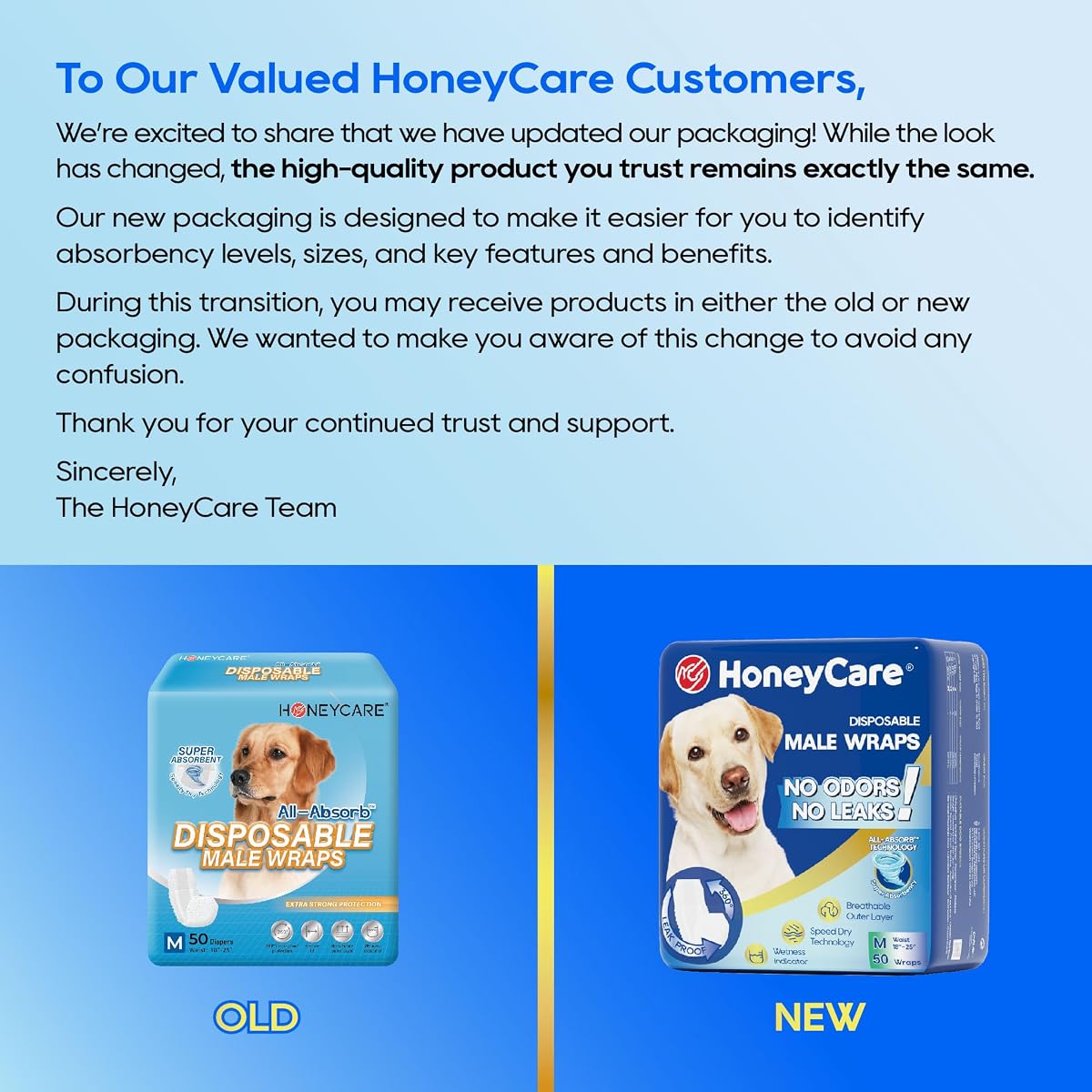 HoneyCare Disposable Male Wraps Medium 50pk