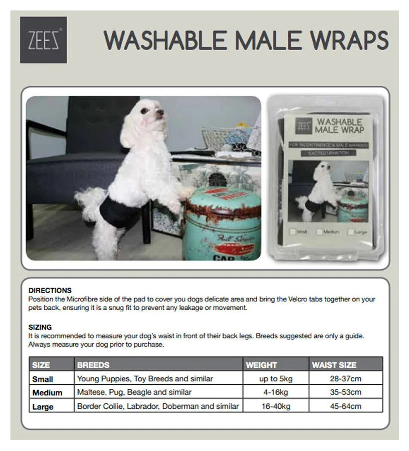 Zees Washable Male Wrap Small